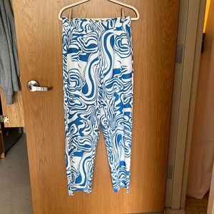Shein fun blue and white swirl pants